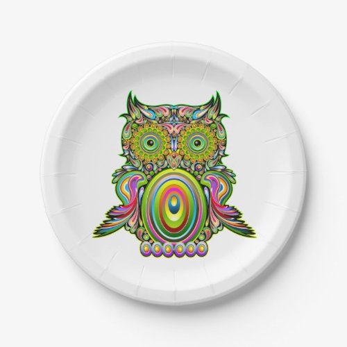 Owl Psychedelic Popart Tapestry Magnet Bottle Open Paper Plates