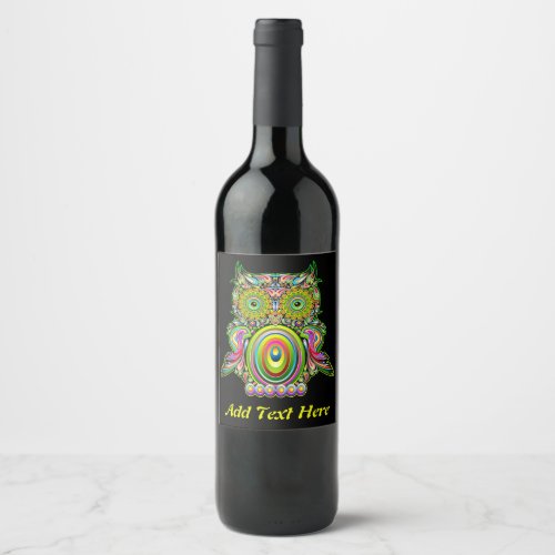 Owl Psychedelic Popart Tapestry Magnet Bottle Open Wine Label