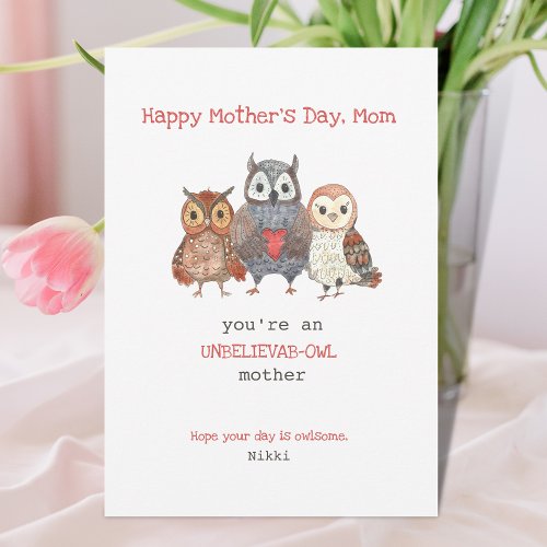 Owl Pun Mothers Day Card