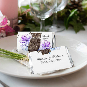 Owl Purple Floral Wedding Thank You Favor