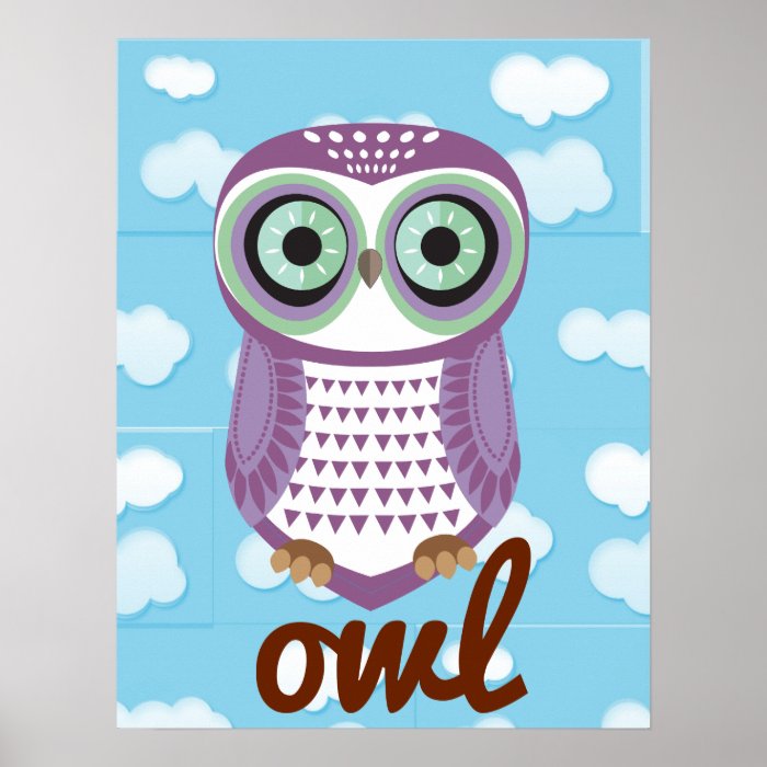 Owl Purple Poster with letter