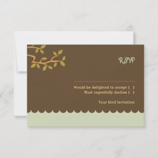 Owl & Pussycat Storybook Wedding (Blue and Brown) RSVP Card