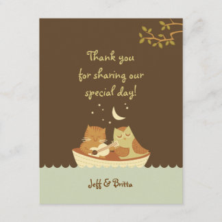Owl & Pussycat Storybook Wedding (Blue and Brown) Thank You Card