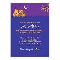 Owl & Pussycat Storybook Wedding (Purple and Blue) Card