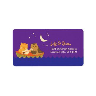 Owl & Pussycat Storybook Wedding (Purple and Blue) Label