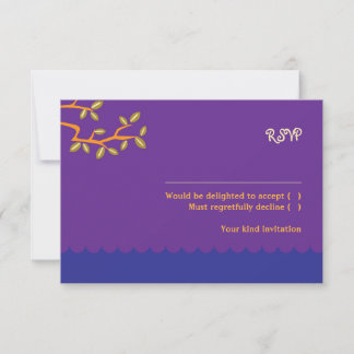 Owl & Pussycat Storybook Wedding (Purple and Blue) RSVP Card