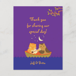 Owl & Pussycat Storybook Wedding (Purple and Blue) Thank You Card