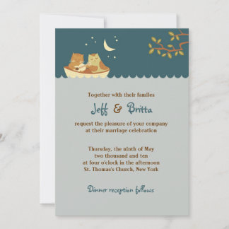 Owl & Pussycat Storybook Wedding (Sea Blue) Invitation