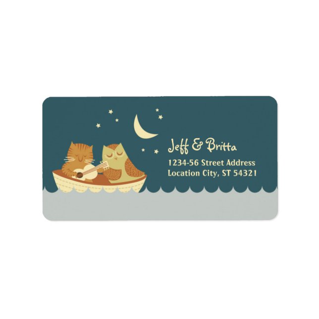 Owl & Pussycat Storybook Wedding (Sea Blue) Label (Front)