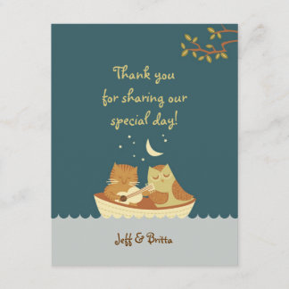 Owl & Pussycat Storybook Wedding (Sea Blue) Thank You Card