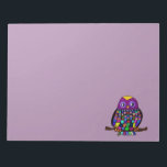 Owl Rainbow Notepad<br><div class="desc">Graphic illustration of a colorful owl on a tree branch. Brighten up your day with this decorative, animal art notepad. You can customize color and add name or saying.</div>