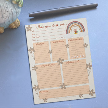 Owl Rainbow Substitute Report Notepad by ArianeC at Zazzle