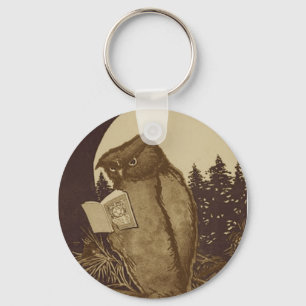 Owl  Reading by Moonlight Keychain