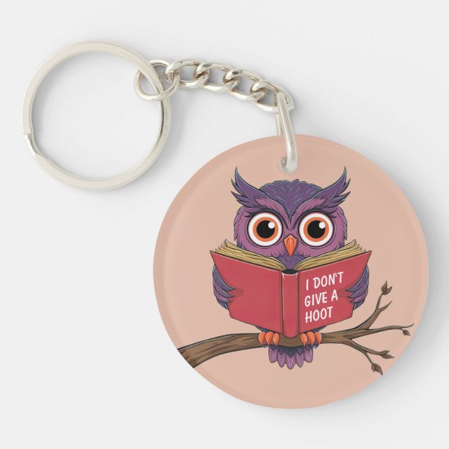 Owl Reading Keychain (Front)