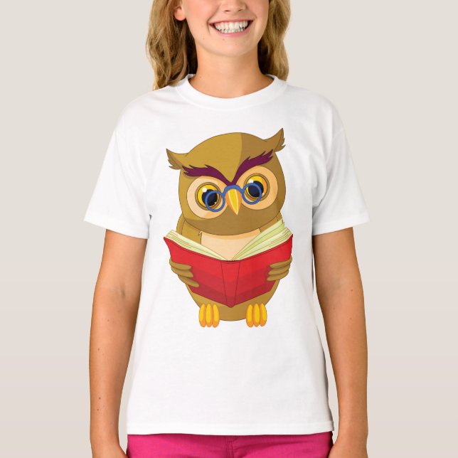 Owl Reading T-Shirt (Front)