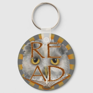 Owl Reads Reading Teacher keychain