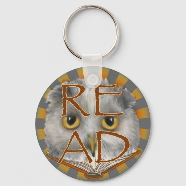 Owl Reads Reading Teacher keychain (Front)