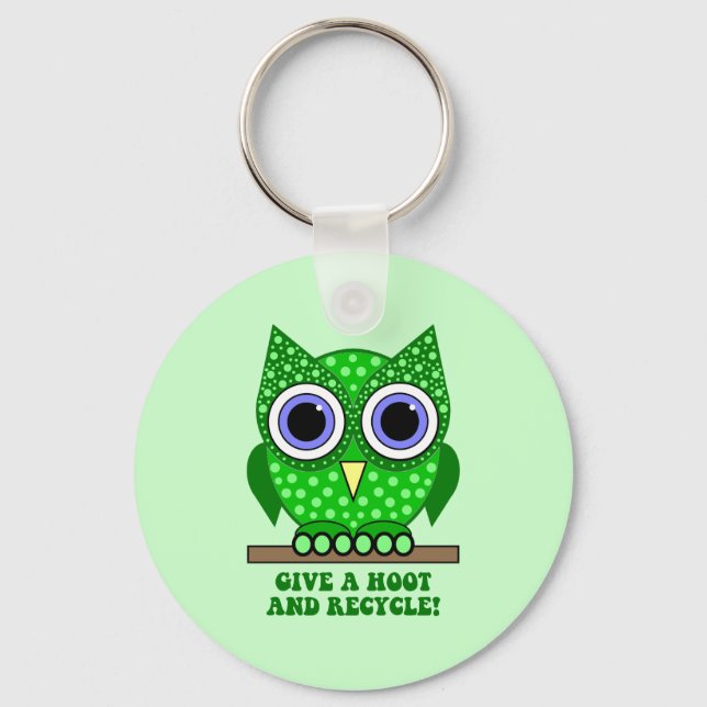 owl recycle keychain (Front)