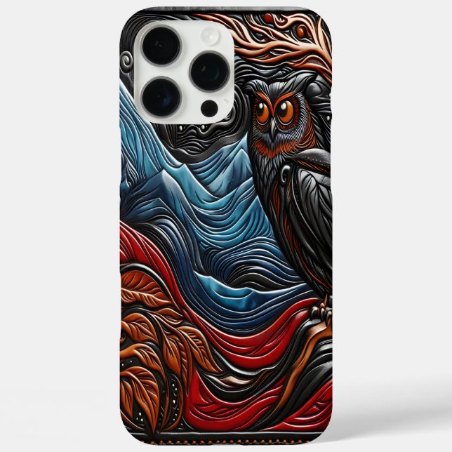 Owl Resting Near Mountains Under a Night Sky Case-Mate iPhone Case (Back)