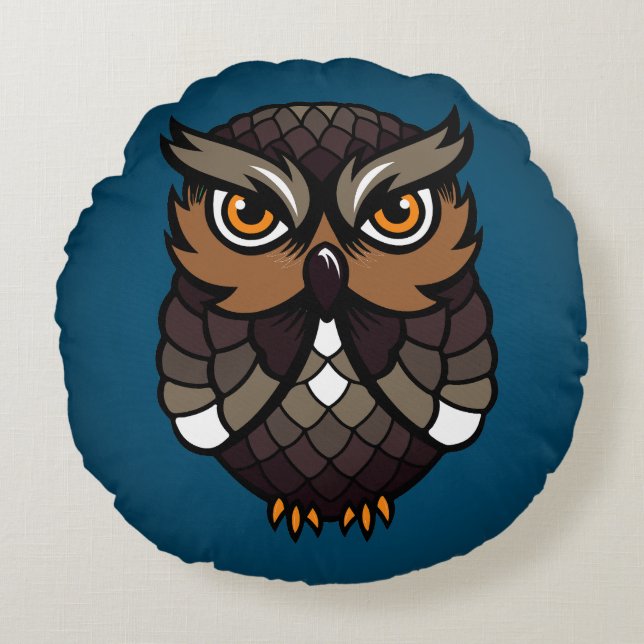 Owl Round Pillow (Front)