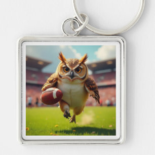 owl rugby player keychain