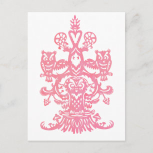 Owl`s hollow pink postcard