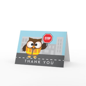 Owl School Crossing Guard Thank You Card