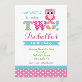 Owl Second Birthday Party Invitations by Petit_Prints at Zazzle
