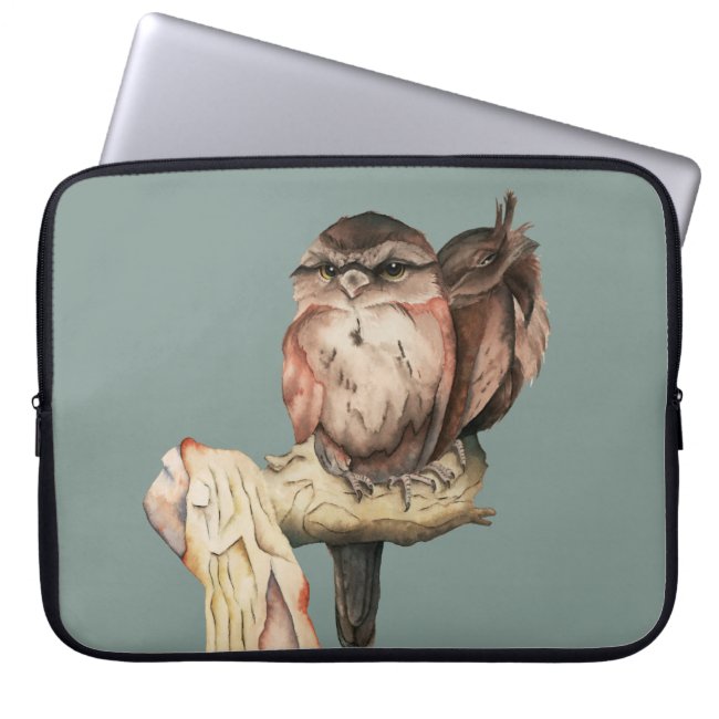 Owl Siblings Watercolor Portrait