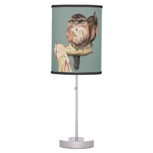 Owl Siblings Watercolor Portrait Table Lamp