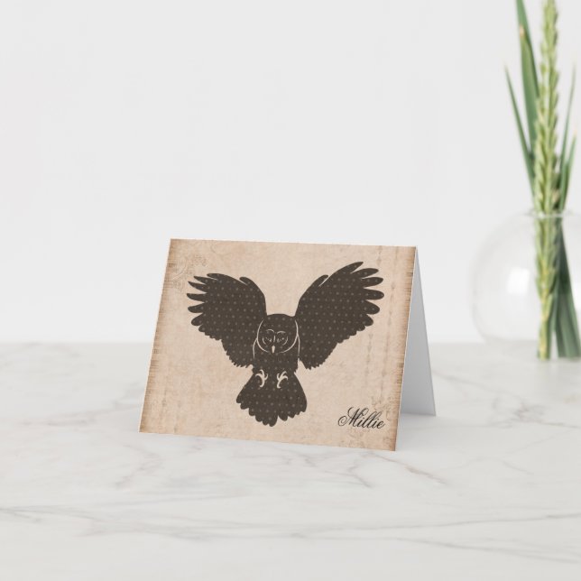 Owl Silhouette Personalized Notecard (Front)