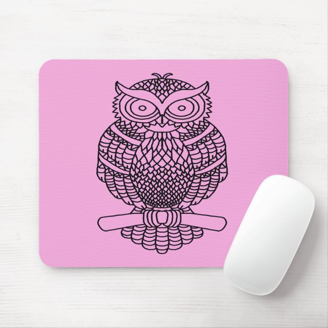 Owl (single pink) - Mouse Pad (With Mouse)