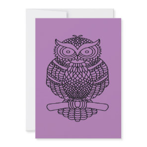 Owl (single purple) - Greeting Card