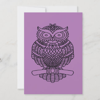 Owl (single purple) - Greeting Card
