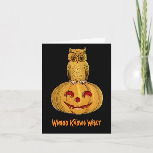 Owl Sitting On Pumpkin Card