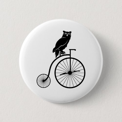 Owl Sitting on Vintage Bike Button