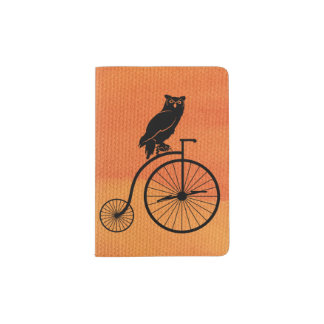 Owl Sitting on Vintage Bike Passport Holder