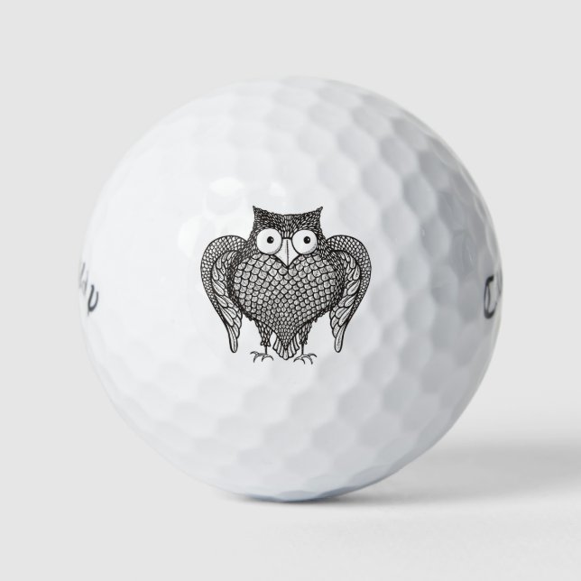 Owl Sketch Cartoon Golf Balls (Front)