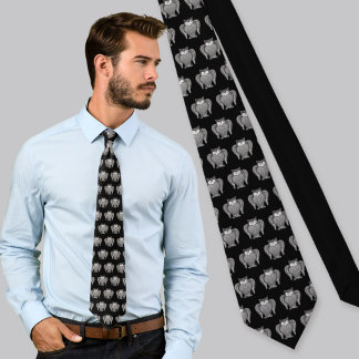 Owl Sketch Cartoon Pattern Neck Tie