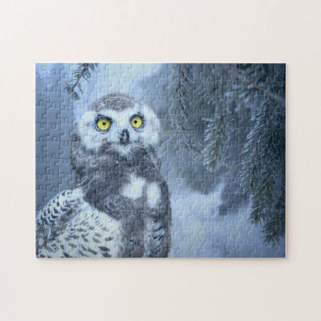 Owl Snow Snow Owl Bird Winter Forest Jigsaw Puzzle (Horizontal)