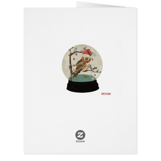 Owl Snowglobe  Christmas Card (Back)