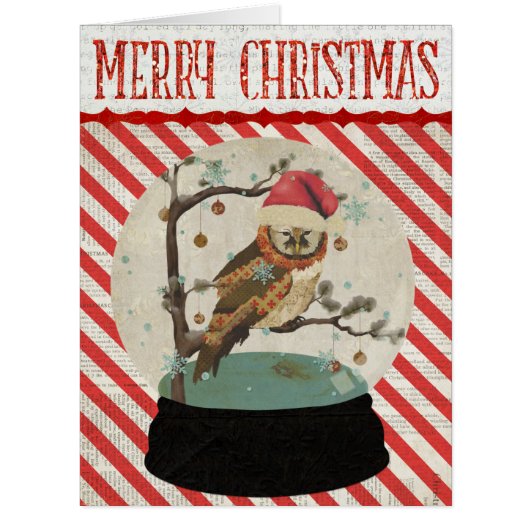 Owl Snowglobe  Christmas Card (Front)
