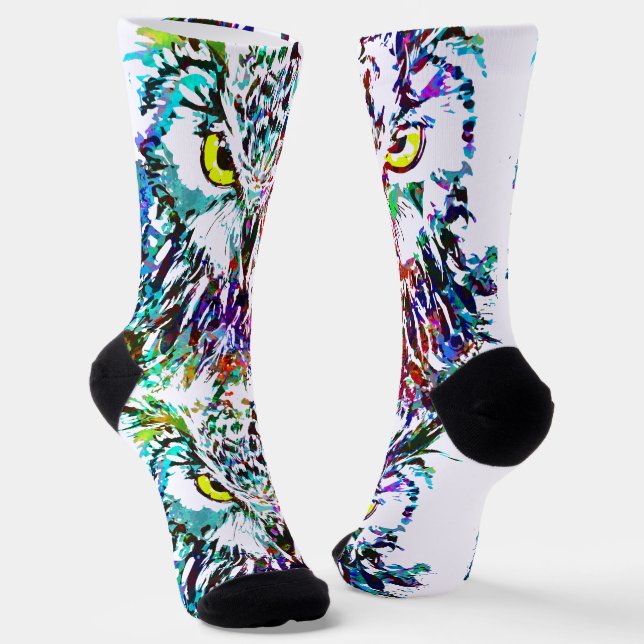 Owl Socks | Colorful Owl Socks (Angled)