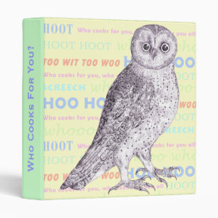 Owl Sounds Cookbook or Notebook Spiral Binder