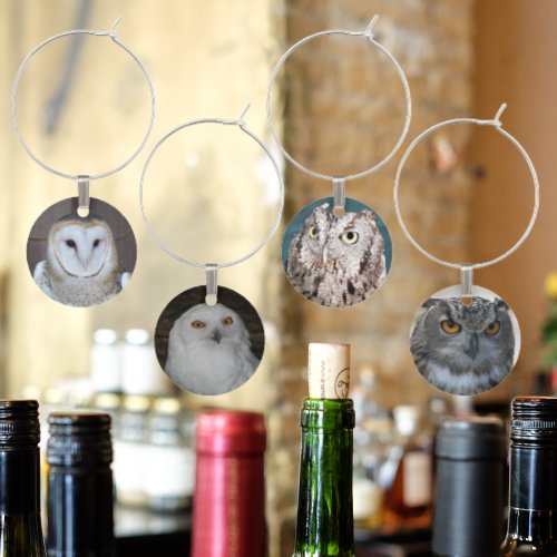 Owl Species Photo Collection Wine Charm