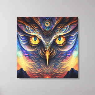 Owl Spirit Animal Neon Wisdom Deep Connection Canvas Print