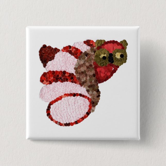Owl Square Badge Pinback Button (Front)