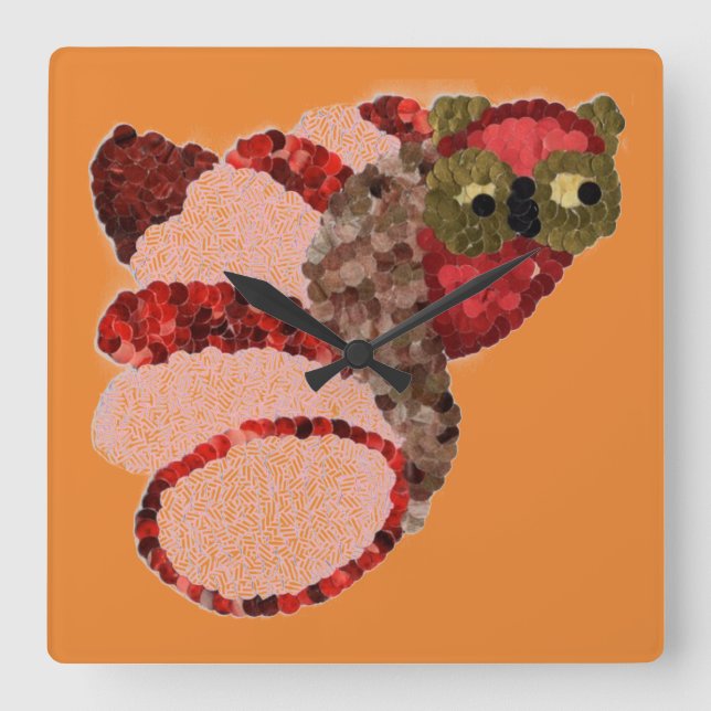 Owl Square Kitchen Clock (Front)