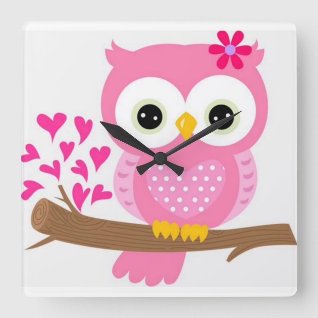 Owl Square Wall Clock (Front)