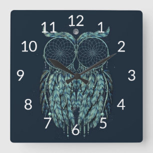 Owl Square Wall Clock
